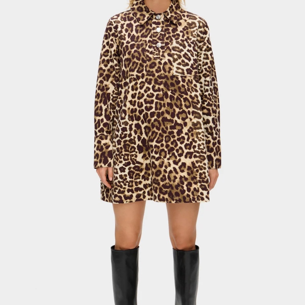 Aligne Grace Leopard print  long sleeve  mini dress NWOT US 6/UK 10